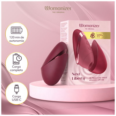 WOMANIZER - NEXT LIBERTY 3D PLEASURE AIR CLITORAL STIMULATOR BORDEAUX - D-246839 - Dona Pimenta