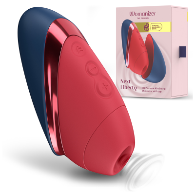 WOMANIZER - NEXT LIBERTY 3D PLEASURE AIR CLITORIAL STIMULATOR BLUE/RED - D-246840 - Dona Pimenta