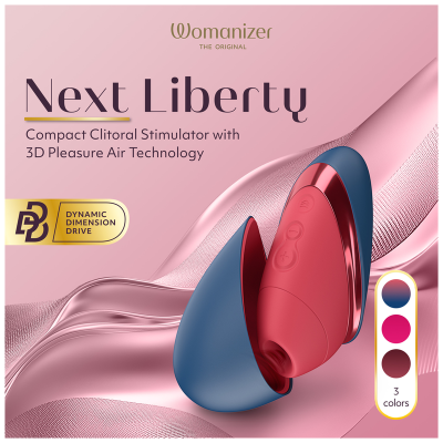 WOMANIZER - NEXT LIBERTY 3D PLEASURE AIR CLITORIAL STIMULATOR BLUE/RED - D-246840 - Dona Pimenta