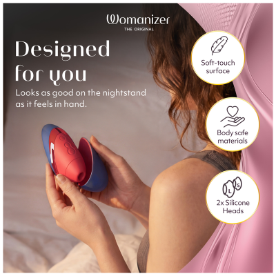 WOMANIZER - NEXT LIBERTY 3D PLEASURE AIR CLITORIAL STIMULATOR BLUE/RED - D-246840 - Dona Pimenta