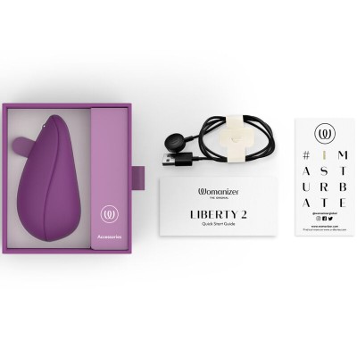 WOMANIZER - LIBERTY 2 - ESTIMULADOR CLITORIANO POR SUCÇÃO, 8 NÍVEIS DE INTENSIDADE, ROXO - D-246953 - Dona Pimenta