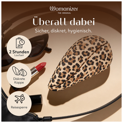 WOMANIZER - LIBERTY 2 - ESTIMULADOR CLITORIANO POR SUCÇÃO, 8 NÍVEIS DE INTENSIDADE, ESTAMPA DE LEOPARDO - D-246957 - Dona Piment