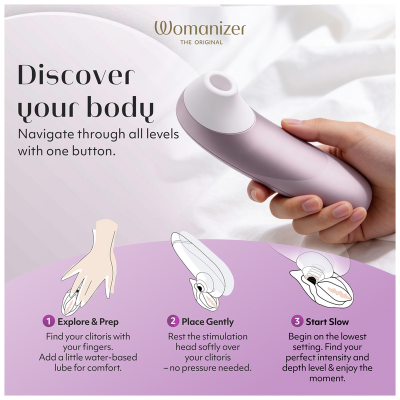 WOMANIZER - ESTIMULADOR CLITORIANO DE SUCÇÃO PROFISSIONAL COM 11 NÍVEIS DE INTENSIDADE - LILÁS - D-246961 - Dona Pimenta