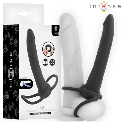 INTENSE - LUCAS DILDO ANAL COM ANEL DE SILICONE PARA PÊNIS E TESTÍCULOS - D-245648 - Dona Pimenta