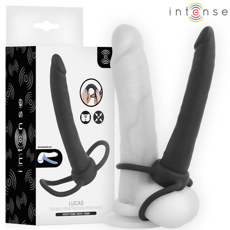 INTENSE - LUCAS DILDO ANAL COM ANEL DE SILICONE PARA PÊNIS E TESTÍCULOS - D-245648 - Dona Pimenta