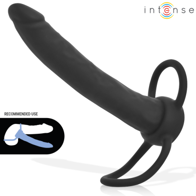 INTENSE - LUCAS DILDO ANAL COM ANEL DE SILICONE PARA PÊNIS E TESTÍCULOS - D-245648 - Dona Pimenta