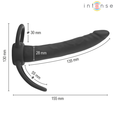 INTENSE - LUCAS DILDO ANAL COM ANEL DE SILICONE PARA PÊNIS E TESTÍCULOS - D-245648 - Dona Pimenta