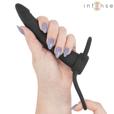 INTENSE - LUCAS DILDO ANAL COM ANEL DE SILICONE PARA PÊNIS E TESTÍCULOS - D-245648 - Dona Pimenta