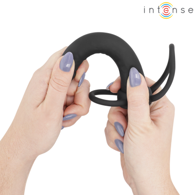 INTENSE - LUCAS DILDO ANAL COM ANEL DE SILICONE PARA PÊNIS E TESTÍCULOS - D-245648 - Dona Pimenta