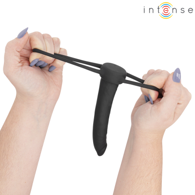 INTENSE - LUCAS DILDO ANAL COM ANEL DE SILICONE PARA PÊNIS E TESTÍCULOS - D-245648 - Dona Pimenta
