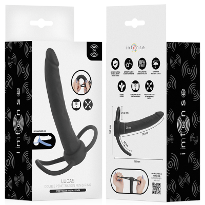 INTENSE - LUCAS DILDO ANAL COM ANEL DE SILICONE PARA PÊNIS E TESTÍCULOS - D-245648 - Dona Pimenta