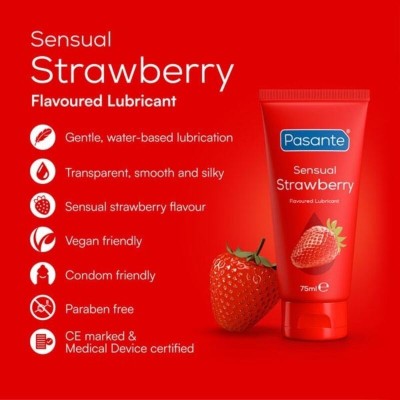 PASANTE - LUBRIFICANTE SABOR MORANGO 75 ML - D-236448 - Dona Pimenta