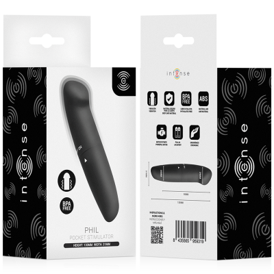 INTENSE - VIBRADOR PHIL G-SPOT PRETO 13 CM - D-245642 - Dona Pimenta