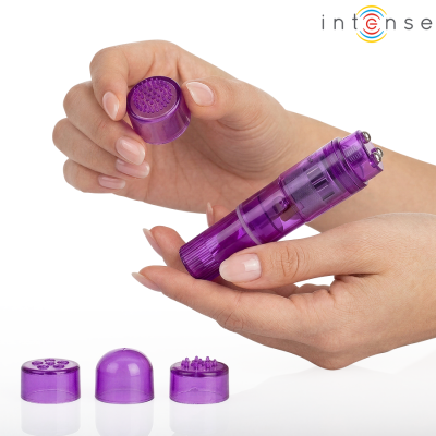 INTENSE - MINI MASSAGEADOR KURT COM 4 CABEÇAS INTERCAMBIÁVEIS ROXO - D-245645 - Dona Pimenta