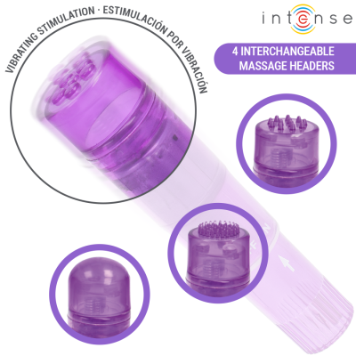 INTENSE - MINI MASSAGEADOR KURT COM 4 CABEÇAS INTERCAMBIÁVEIS ROXO - D-245645 - Dona Pimenta
