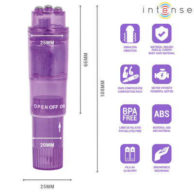 INTENSE - MINI MASSAGEADOR KURT COM 4 CABEÇAS INTERCAMBIÁVEIS ROXO - D-245645 - Dona Pimenta