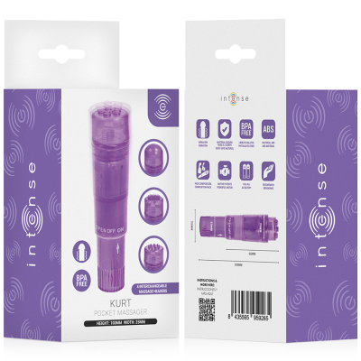 INTENSE - MINI MASSAGEADOR KURT COM 4 CABEÇAS INTERCAMBIÁVEIS ROXO - D-245645 - Dona Pimenta