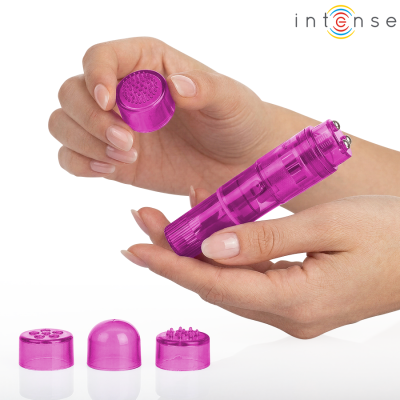 INTENSE - MINI MASSAGEADOR KURT COM 4 CABEÇAS INTERCAMBIÁVEIS ROSA - D-245647 - Dona Pimenta