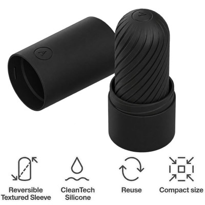 ARCWAVE - GHOST STROKER REVERSÍVEL EM SILICONE PRETO - D-247110 - Dona Pimenta