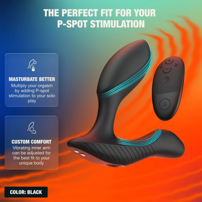 ARCWAVE - PERK MASSAGEADOR DE PRÓSTATA VIBRATÓRIO COM MOTOR DUPLO E CONTROLO REMOTO PRETO - D-247105 - Dona Pimenta