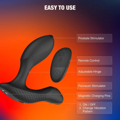 ARCWAVE - PERK MASSAGEADOR DE PRÓSTATA VIBRATÓRIO COM MOTOR DUPLO E CONTROLO REMOTO PRETO - D-247105 - Dona Pimenta