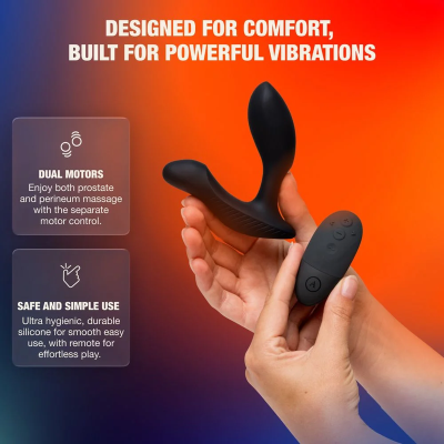 ARCWAVE - PERK MASSAGEADOR DE PRÓSTATA VIBRATÓRIO COM MOTOR DUPLO E CONTROLO REMOTO PRETO - D-247105 - Dona Pimenta