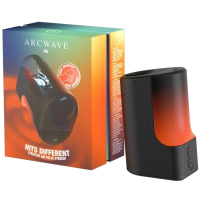 ARCWAVE - AIR MASTURBADOR MASCULINO ELÁSTICO COM PULSOS DE AR E 6 NÍVEIS DE INTENSIDADE PRETO - D-247100 - Dona Pimenta