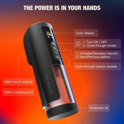 ARCWAVE - THRUSTER STROKER MASCULINO AUTOMÁTICO COM MOVIMENTO DE IMPULSO, ROTAÇÃO E CONTROLO - D-247101 - Dona Pimenta