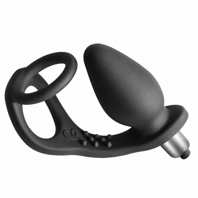 ROCKS-OFF - VIBRADOR DE PRÓSTATA RO-ZEN COM ANEL DUPLO E 7 VELOCIDADES - PRETO ÔNIX - D-246929 - Dona Pimenta