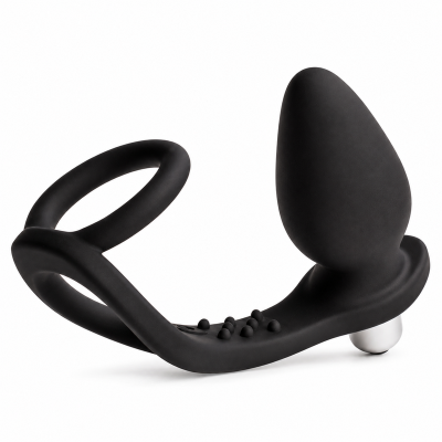 ROCKS-OFF - VIBRADOR DE PRÓSTATA RO-ZEN COM ANEL DUPLO E 7 VELOCIDADES - PRETO ÔNIX - D-246929 - Dona Pimenta