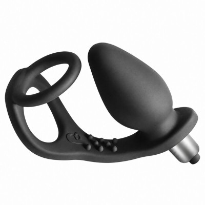 ROCKS-OFF - VIBRADOR DE PRÓSTATA RO-ZEN COM ANEL DUPLO E 7 VELOCIDADES - PRETO ÔNIX - D-246929 - Dona Pimenta