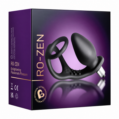 ROCKS-OFF - VIBRADOR DE PRÓSTATA RO-ZEN COM ANEL DUPLO E 7 VELOCIDADES - PRETO ÔNIX - D-246929 - Dona Pimenta