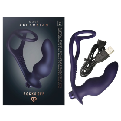 ROCKS-OFF - NOVA ZENTURIAN PLUG VIBRATÓRIO PARA PRÓSTATA COM ANÉIS 16 MODOS AZUL ESCURO - D-246902 - Dona Pimenta