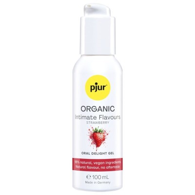 PJUR - GEL ORAL DELICIOSO COM SABORES ÍNTIMOS DE MORANGO ORGÂNICOS 100 ML - D-247096 - Dona Pimenta