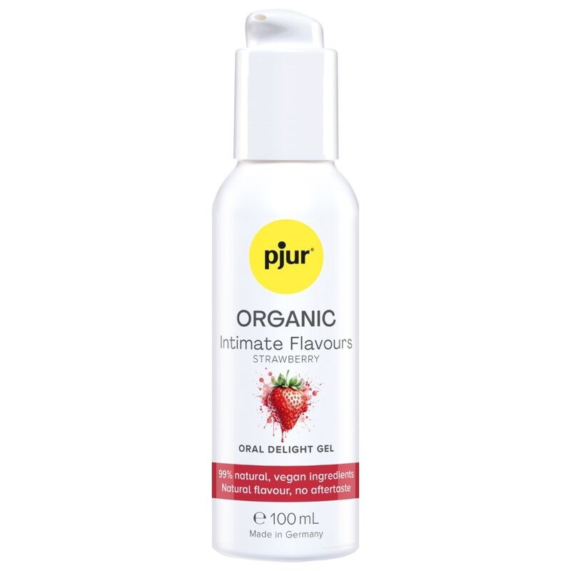 PJUR - GEL ORAL DELICIOSO COM SABORES ÍNTIMOS DE MORANGO ORGÂNICOS 100 ML - D-247096 - Dona Pimenta