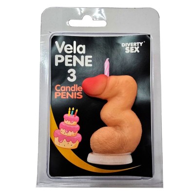 DIABLO PICANTE - VELA EM FORMATO DE PÊNIS NÚMERO 3 NA COR DA PELE - D-246288 - Dona Pimenta