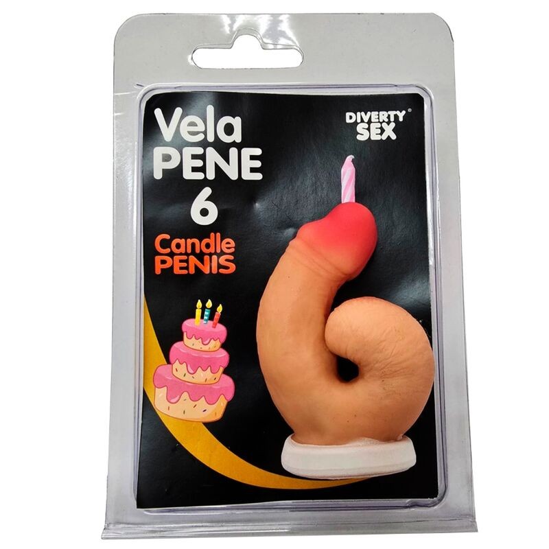 DIABLO PICANTE - VELA EM FORMATO DE PÊNIS COM O NÚMERO 6 NA COR DA PELE - D-246291 - Dona Pimenta