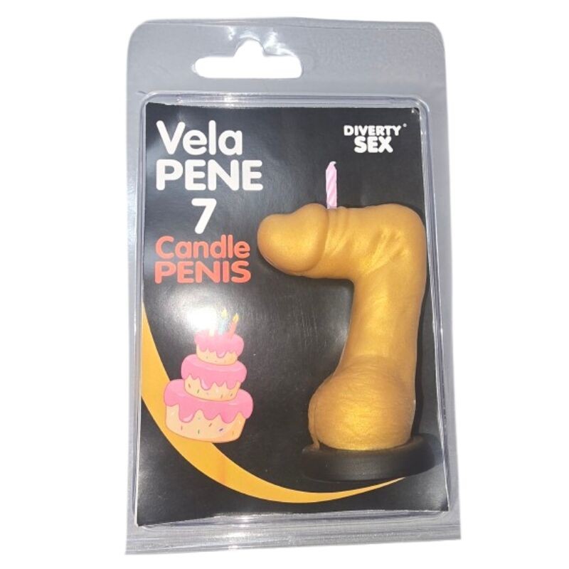 DIABLO PICANTE - VELA EM FORMATO DE PÊNIS COM O NÚMERO 7 NA COR DOURADA - D-246302 - Dona Pimenta