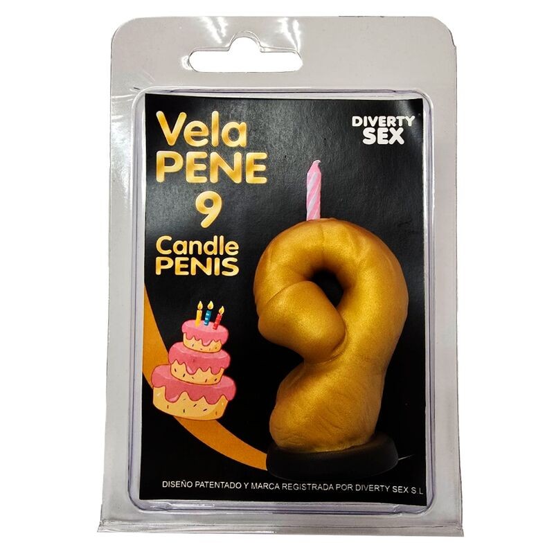 Spicy Devil - Vela em formato de pênis com o número 9, cor dourada - D-246304 - Dona Pimenta