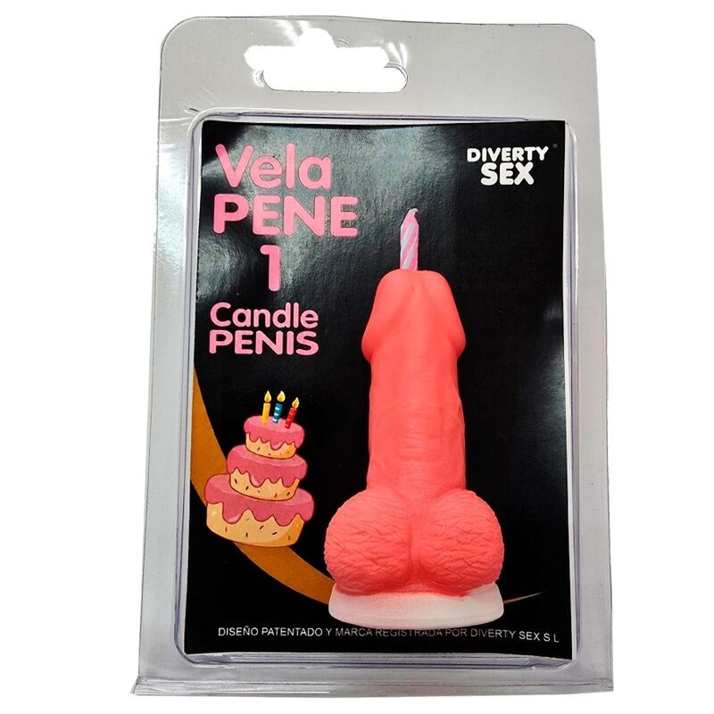DIABLO PICANTE - VELA EM FORMATO DE PÊNIS COM O NÚMERO 1 NA COR ROSA - D-246306 - Dona Pimenta