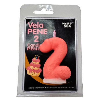 DIABLO PICANTE - VELA EM FORMATO DE PÊNIS NÚMERO 2 NA COR ROSA - D-246307 - Dona Pimenta