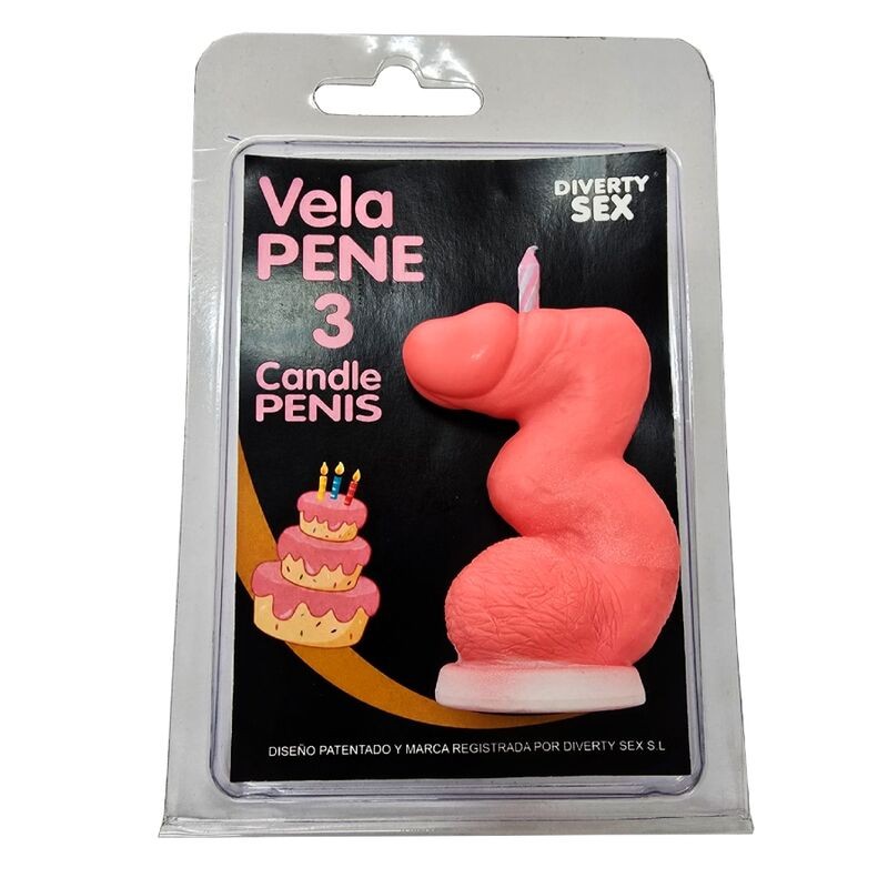DIABLO PICANTE - VELA EM FORMATO DE PÊNIS COM O NÚMERO 3 NA COR ROSA - D-246308 - Dona Pimenta