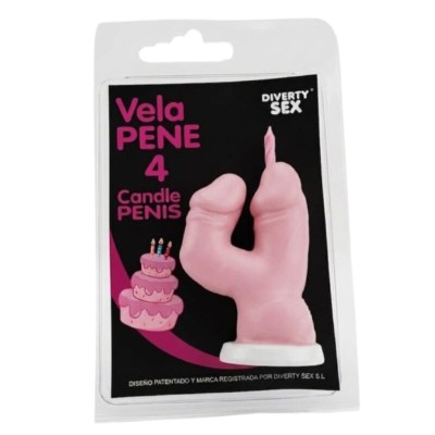 DIABLO PICANTE - VELA EM FORMATO DE PÊNIS NO NÚMERO 4 NA COR ROSA - D-246309 - Dona Pimenta