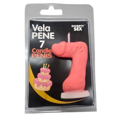 DIABLO PICANTE - VELA EM FORMATO DE PÊNIS COM O NÚMERO 7 NA COR ROSA - D-246312 - Dona Pimenta