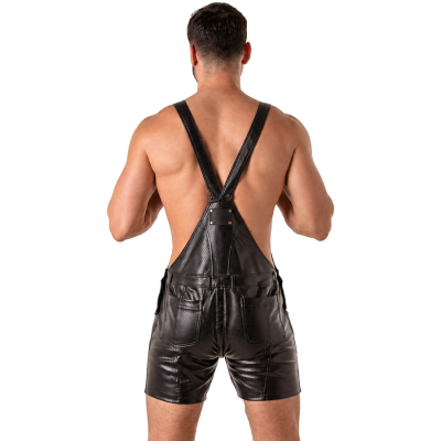 LOCKER GEAR - PUNCH HOLE LEATHERETTE JARDINEIRA CURTA PRETO S - D-247291 - Dona Pimenta