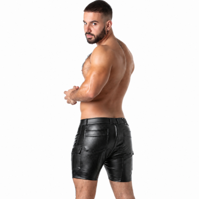 LOCKER GEAR - PUNCH HOLE LEATHERETTE CALÇÕES CARGO PRETO S - D-247279 - Dona Pimenta