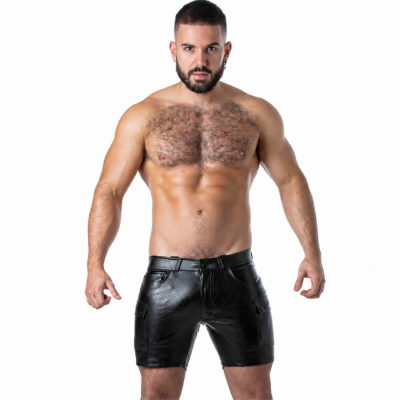LOCKER GEAR - PUNCH HOLE LEATHERETTE CALÇÕES CARGO PRETO S - D-247279 - Dona Pimenta