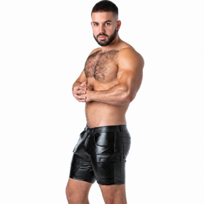 LOCKER GEAR - PUNCH HOLE LEATHERETTE CALÇÕES CARGO PRETO S - D-247279 - Dona Pimenta