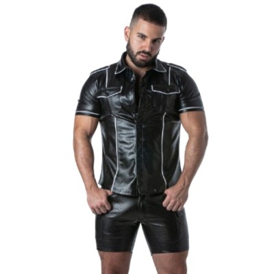 LOCKER GEAR - PUNCH HOLE LEATHERETTE CAMISA BRANCO S - D-247311 - Dona Pimenta