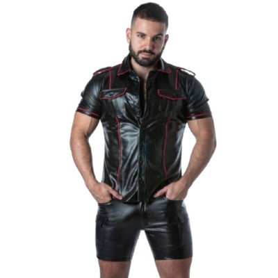 LOCKER GEAR - PUNCH HOLE LEATHERETTE CAMISA BRANCO S - D-247311 - Dona Pimenta